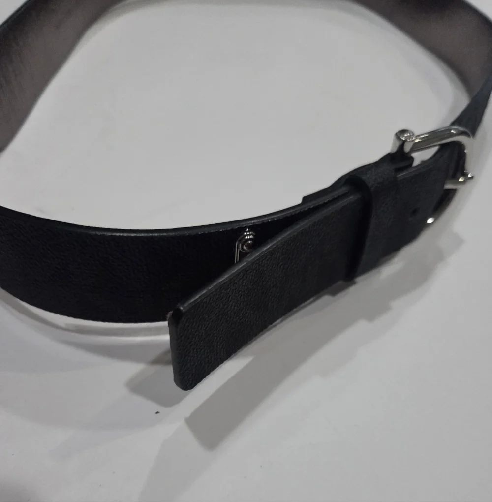 Michael Kors Women's Black/gray Leather Belt Sz.M Logo Print
